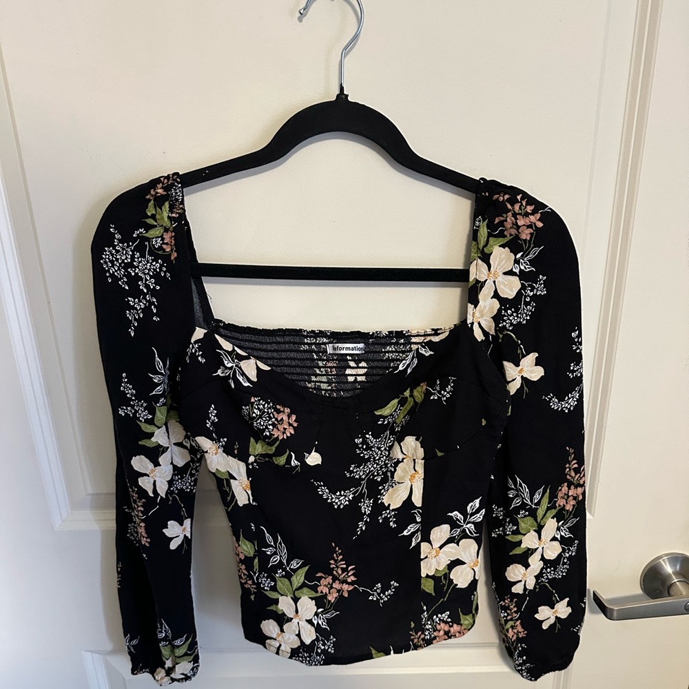 Reformation Midnight Floral Crop Top